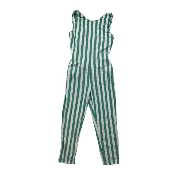 MARINE LAYER Eloise Jumpsuit in Green Lake/White Stripe Size Medium Women Tencel - Picture 4 of 11